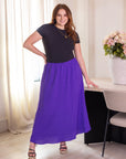 24seven Comfort Apparel Plus Size Elastic Waist A Line Maxi Skirt