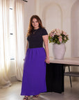 24seven Comfort Apparel Plus Size Elastic Waist A Line Maxi Skirt