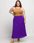 24seven Comfort Apparel Plus Size Elastic Waist A Line Maxi Skirt