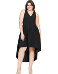 High Low Plus Size Party Dress with Pockets