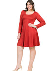 Classic Long Sleeve Plus Size Flared Mini Dress