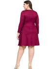 Classic Long Sleeve Plus Size Flared Mini Dress