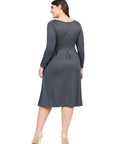 Long Sleeve Fit and Flare Plus Size Midi Dress