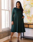 Long Sleeve Fit and Flare Plus Size Midi Dress