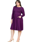 Long Sleeve Fit and Flare Plus Size Midi Dress