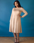 Long Sleeve Fit and Flare Plus Size Midi Dress