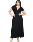 Empire Waist V Neck Plus Size Maxi Dress