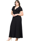 Empire Waist V Neck Plus Size Maxi Dress