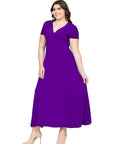 Empire Waist V Neck Plus Size Maxi Dress
