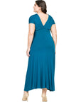 Empire Waist V Neck Plus Size Maxi Dress