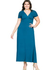 Empire Waist V Neck Plus Size Maxi Dress
