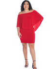 Convertible Bodycon Plus Size Mini Dress Ruffled Sleeve