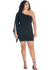 One Shoulder Drape Bodycon Plus Size Dress