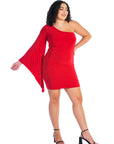 One Shoulder Drape Bodycon Plus Size Dress