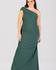 Formal One Shoulder Rouched Mermaid Plus Size Maxi Dress