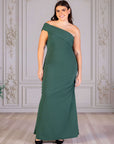 Formal One Shoulder Rouched Mermaid Plus Size Maxi Dress