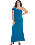 Formal One Shoulder Rouched Mermaid Plus Size Maxi Dress
