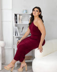One Shoulder Ruched Plus Size Bodycon Dress