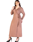 Plus Size Comfortable Collared Wrap Maxi Dress