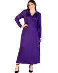 Plus Size Comfortable Collared Wrap Maxi Dress
