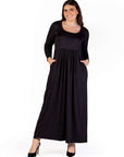 Plus Size Long Sleeve Empire Waist Pocket Maxi Dress