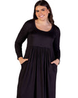 Plus Size Long Sleeve Empire Waist Pocket Maxi Dress