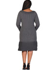 Plus Size Ribbed Knit Long Sleeve Split Hem Sweater Dress