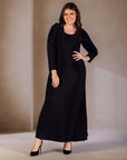 Plus Size Long Sleeve Scoop Neck Shimmery Fabric Maxi Dress