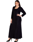 Plus Size Long Sleeve Scoop Neck Shimmery Fabric Maxi Dress