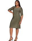 Plus Size Elbow Length Sleeve Shimmer Bodycon Mini Party Dress
