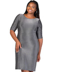 Plus Size Elbow Length Sleeve Shimmer Bodycon Mini Party Dress
