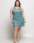 24seven Comfort Apparel Plus Size Teal Sleeveless Knee Length Shift Dress