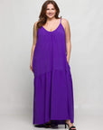 24seven Comfort Apparel Plus Size Lightweight Spaghetti Strap Pocket Maxi Dress