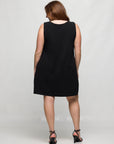 24seven Comfort Apparel Plus Size Solid Color Sleeveless Mini Shift Dress