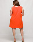 24seven Comfort Apparel Plus Size Solid Color Sleeveless Mini Shift Dress