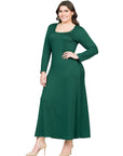 Womens Long Sleeve Plus Size Maxi Dress