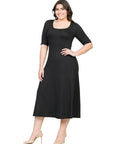 Elbow Length Sleeve Plus Size Maxi Dress