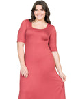 Elbow Length Sleeve Plus Size Maxi Dress