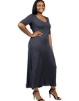Elbow Length Sleeve Plus Size Maxi Dress
