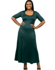 Elbow Length Sleeve Plus Size Maxi Dress