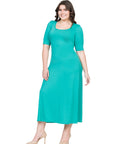 Elbow Length Sleeve Plus Size Maxi Dress
