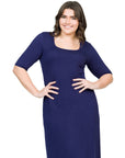 Elbow Length Sleeve Plus Size Maxi Dress