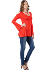 Criss Cross Cold Shoulder Long Sleeve Top
