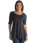 Elbow Sleeve Swing Tunic Top For Women