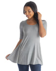 Elbow Sleeve Swing Tunic Top For Women