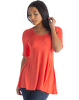 Elbow Sleeve Swing Tunic Top For Women