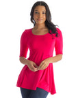 Elbow Sleeve Swing Tunic Top For Women