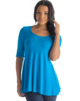 Elbow Sleeve Swing Tunic Top For Women