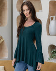 Long Bell Sleeve High Low Tunic Top