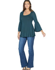 Long Bell Sleeve Flared Tunic Top